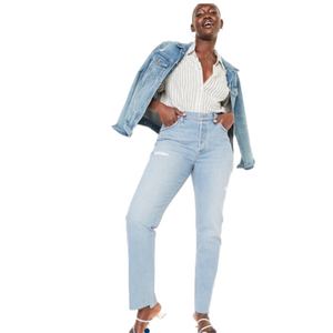 NWT High-Waisted Button-Fly Slouchy Straight Jeans for Women Size 6 Tall